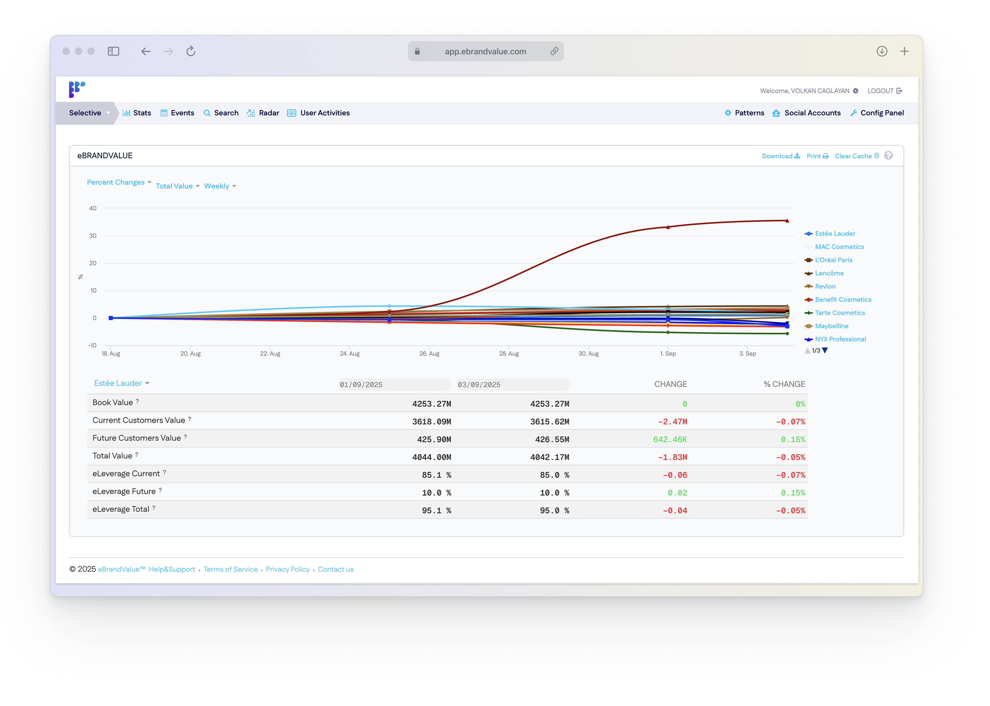 eBrandValue Dashboard Screenshot